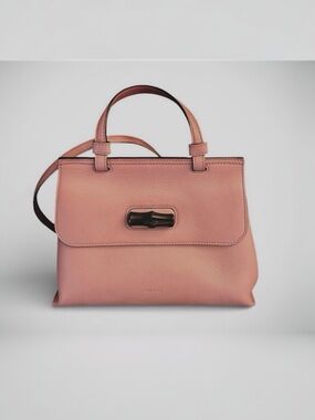 Gucci Bamboo Daily Dusty Rose Blush Pink Leather Satchel